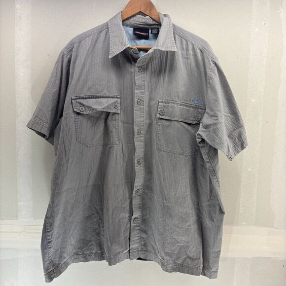 Genuine Dickies Mens Short Sleeve Button-Down Shirt 2XL Gray Textured EUC - Picture 1 of 4